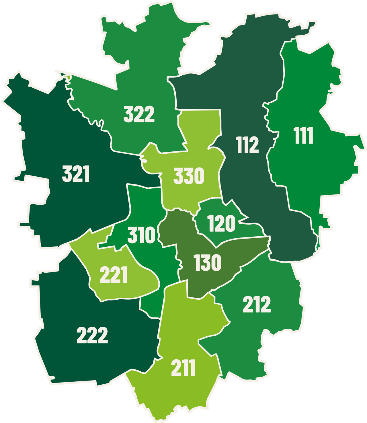 Karte der Stadtbezirke